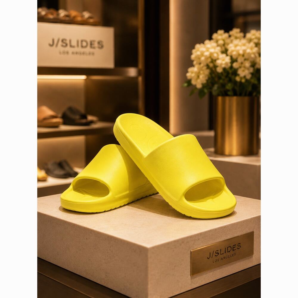 Beach Slides by J/Slides Serene Slide Sandal Lemon Yellow 9